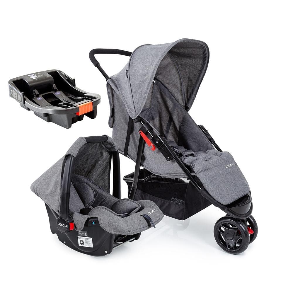 Carrinho de Bebê Com Bebê Conforto e Base Cosco Kids Travel System Toffy Trio Cinza