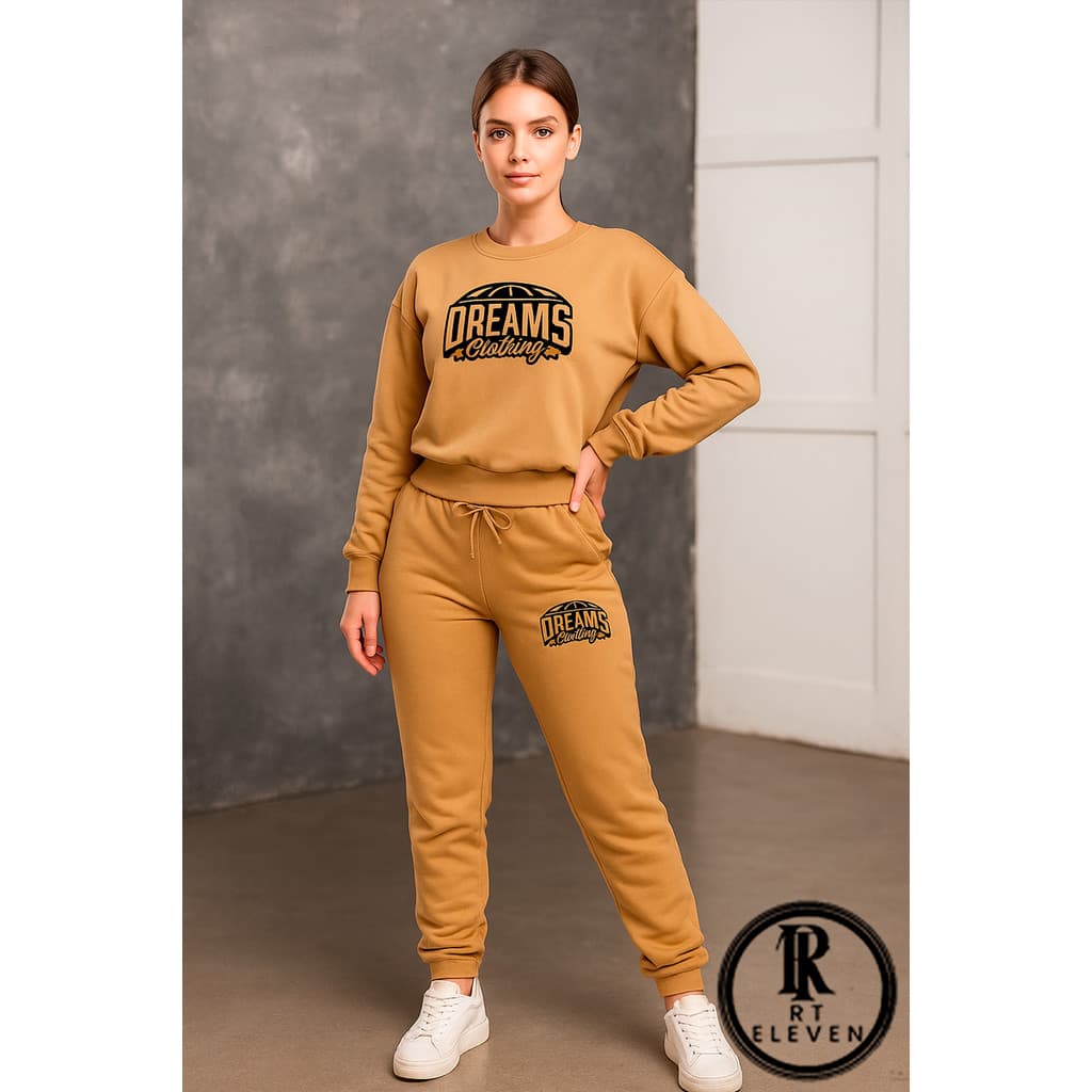 Conjunto Moletom Feminino Dream Clothing Gola Careca  Blusa De Frio Blusa + Calça Moletom Diversas Cores Envio Rápido