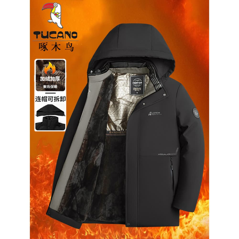 Pica-pau acolchoado jaqueta de inverno masculina forro de lã engrossado jaqueta acolchoada masculina roupas do pai idoso