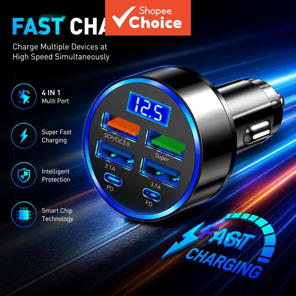 1 peça Carregador Veicular USB PD/QC3.1 Tipo C para iPhone/Samsung/Huawei/Xiaomi, carregamento rápido