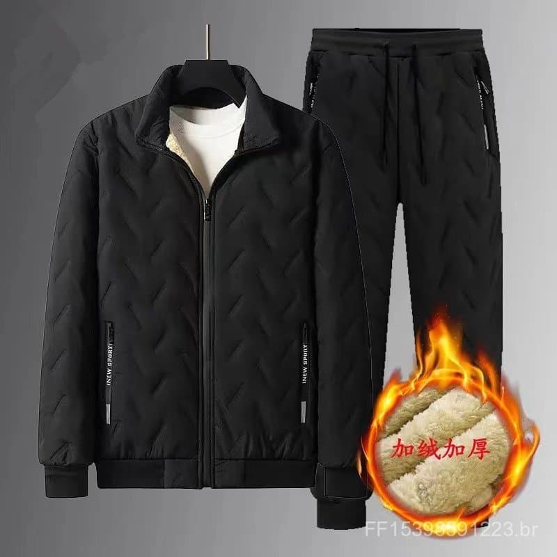 Jaqueta acolchoada masculina inverno jaqueta solta velo engrossado quente à prova de vento gola jaqueta Casual.