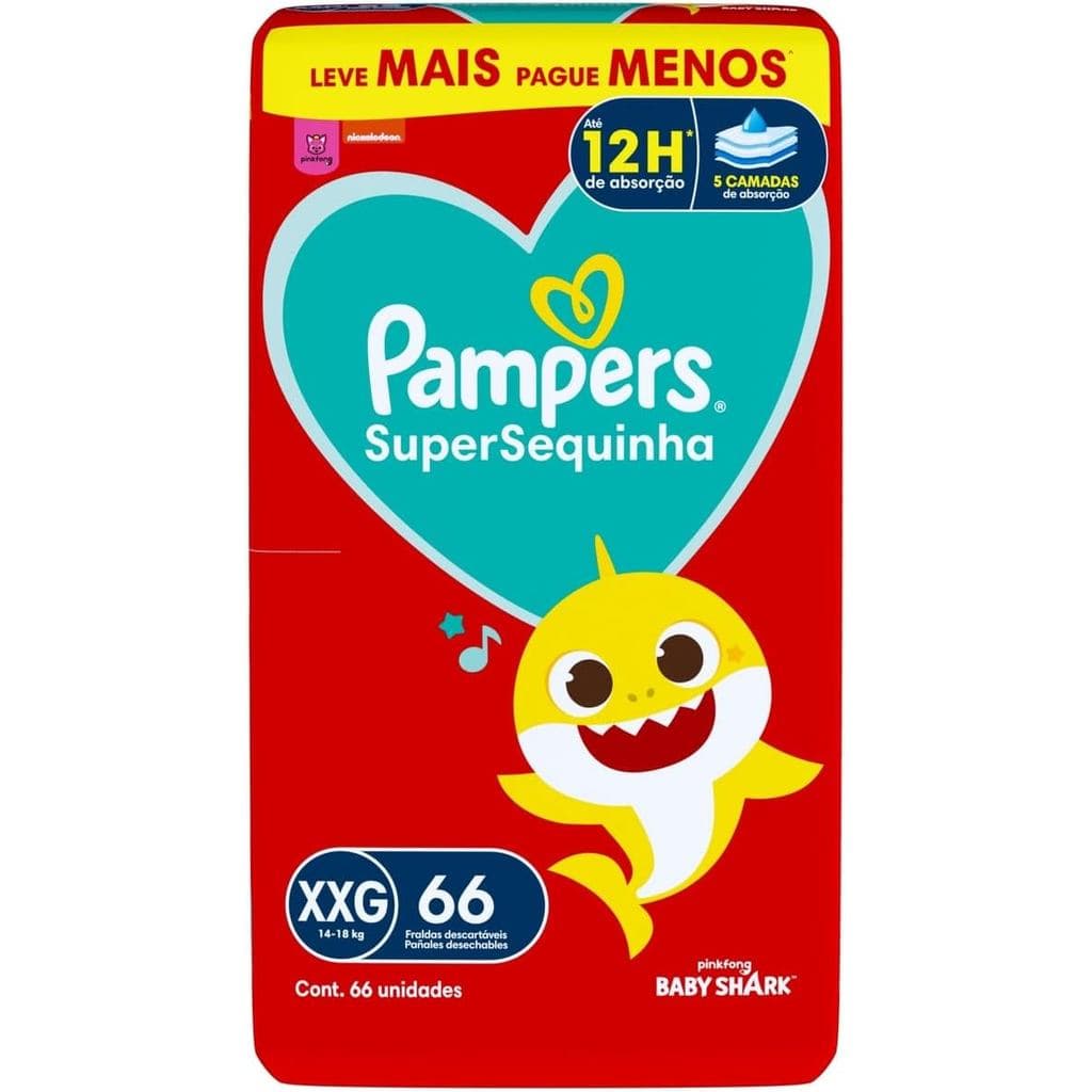 Fralda Pampers Supersequinha Tamanho XXG 66 Unidades