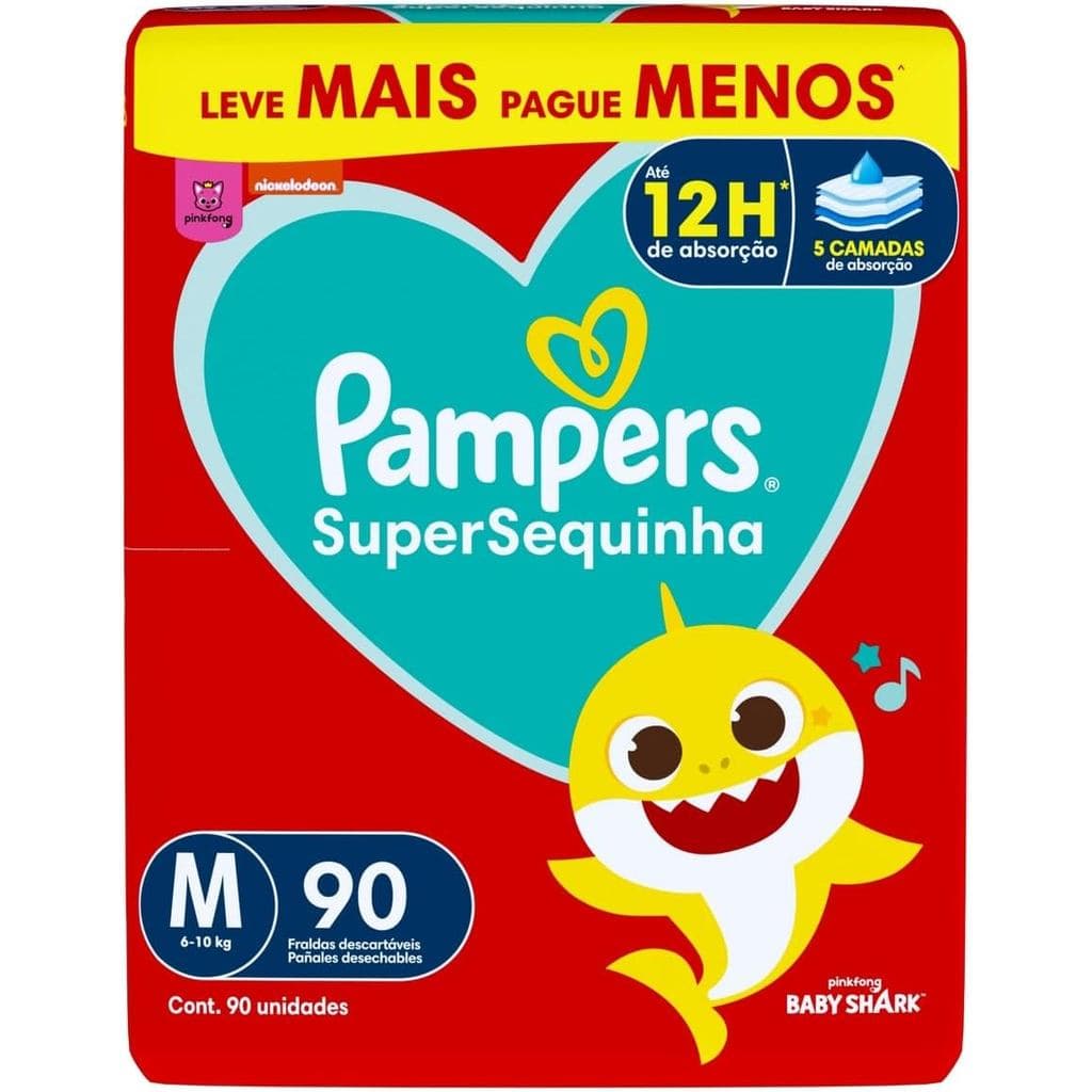 Fralda Pampers Supersequinha Tamanho M 90 Unidades