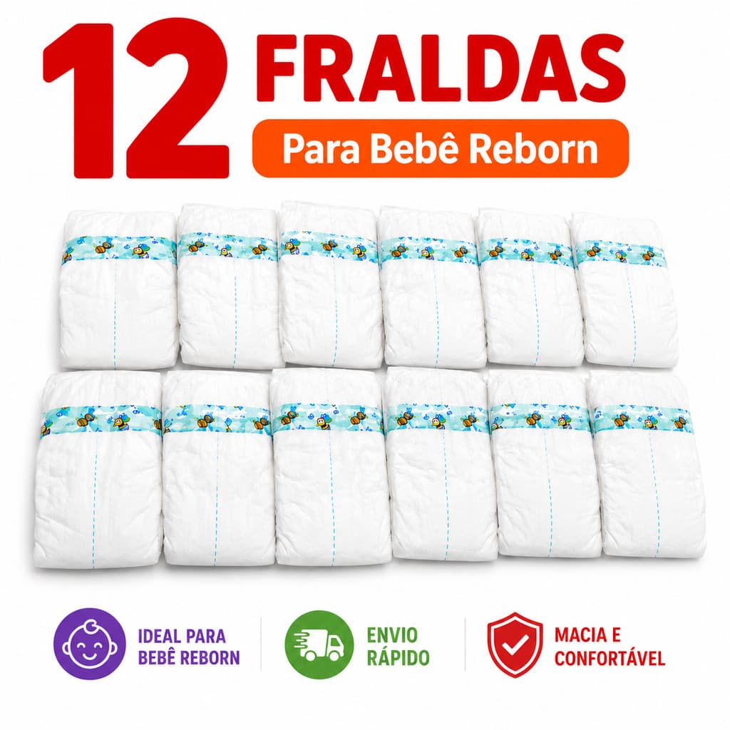 Kit Fraldas Descartáveis Para Boneca Bebê Reborn E BONECAS Tradicionais