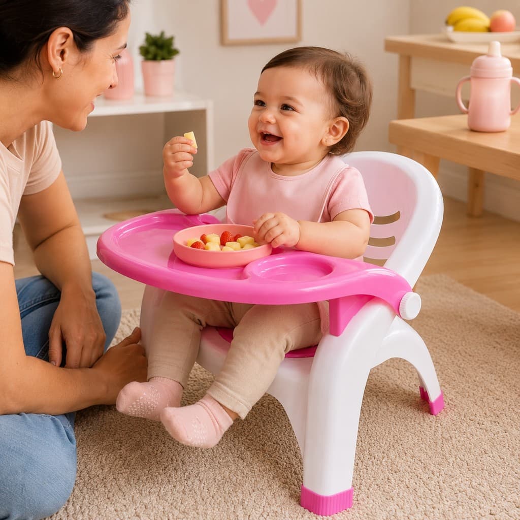 Cadeirinha Rosa Alimentacao Infantil Bebe Suporte Cadeira 
