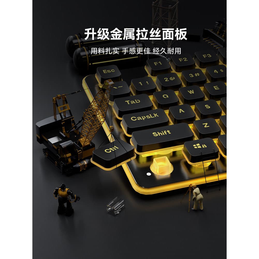 Wolf Tu Teclado silencioso com fio Mecânico Feel Tablet Laptop Digitando Meninos Meninas Teclado de escritório Conjunto 