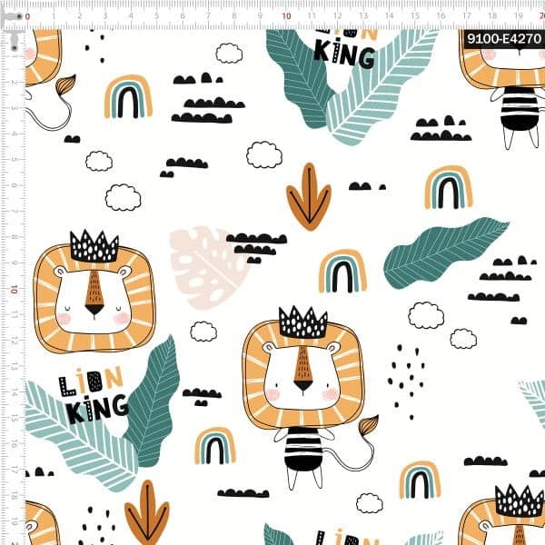 Tecido Tricoline Digital Rei Leão Pano Patchwork Costura Ateliê Artesanato DIY