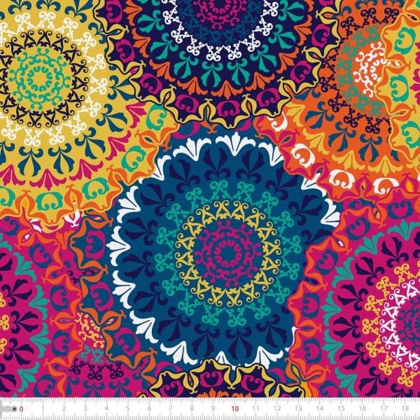 Tecido Tricoline Digital Mandalas Costura Artesanato Patchwork Pano DIY Quilt