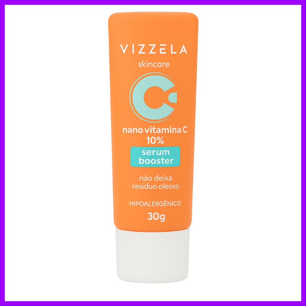 Sérum Facial Vitamina C Vizzela 30g Com Ácido Hialurônico Colágeno e Ação Antioxidante