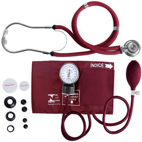 Aparelho De Pressão Arterial Manual C/ Estetoscópio Vinho