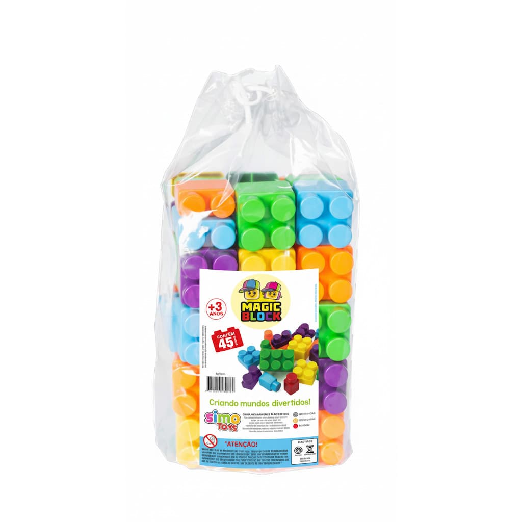 Blocos de Montar Super Block 45 Peças Educativo Infantil Lego Peças Grandes