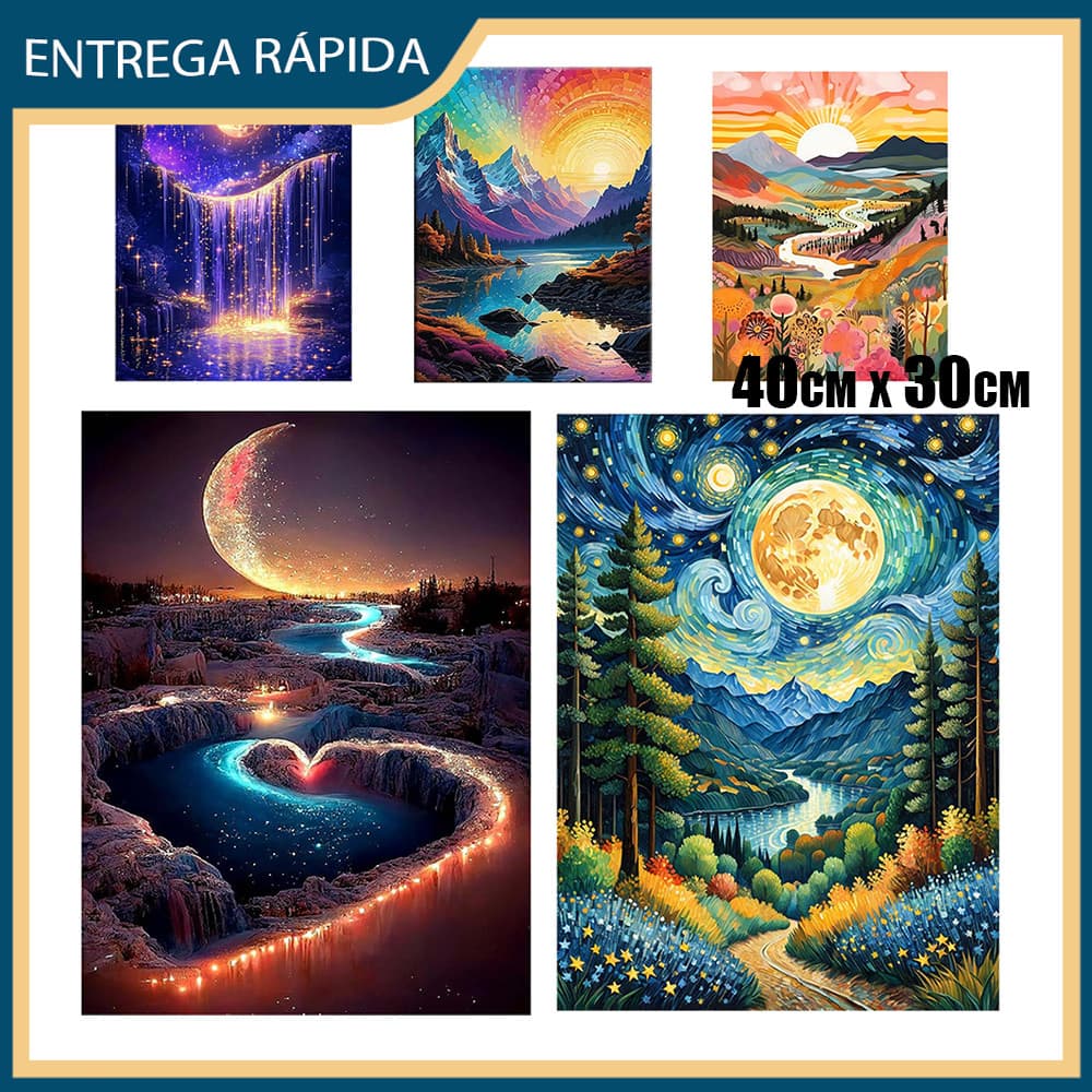 Pintura Diamante 5D Pintura De Diamante Pintura Diy 5D Diamante Quadrado Com 40x30cm Stellar Variados Diamante Art