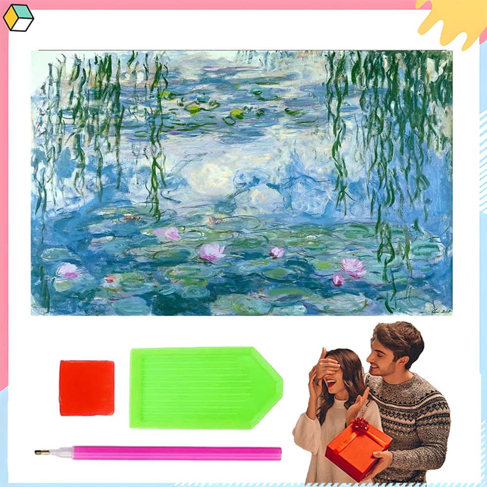 Flor de Lótus, 30x40 cm, Kit de Pintura Diamante para Adultos 5D DIY Arte Diamante Quadrada Conjunto Completo
