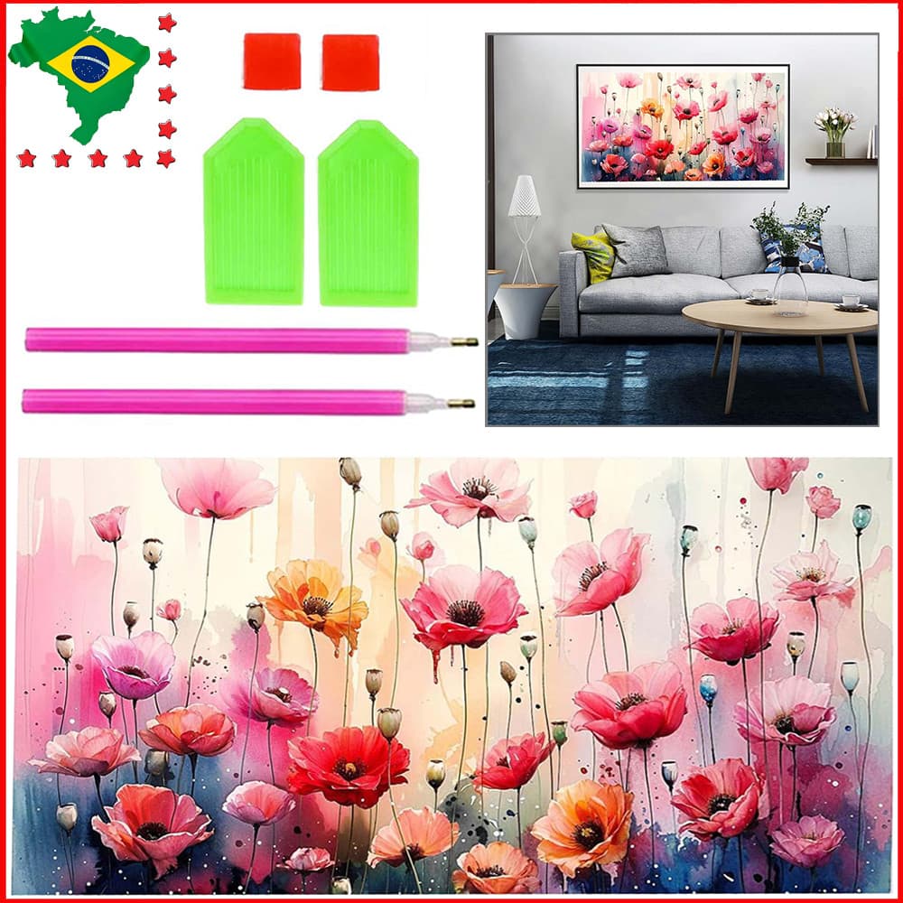 Flores rosa, diamantes quadradas, pintura com diamantes de decoração, pintura com pedras preciosas 5D, 70 x 40 cm