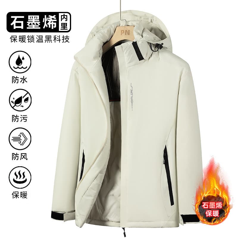 Flint Grafeno Jaqueta Masculina Forro de Lã Engrossado Jaqueta Térmica Acolchoada Impermeável Jaqueta Solta Masculina