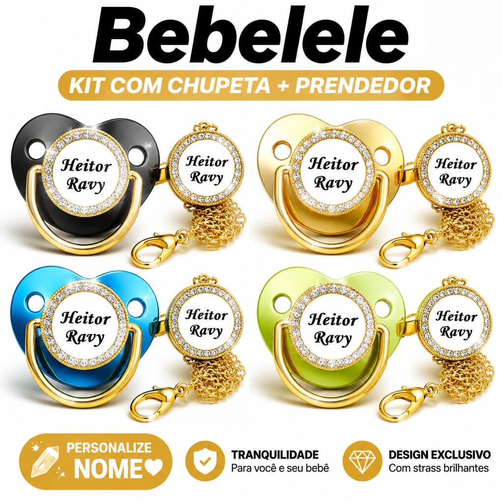 Chupeta de bebê em formato plano, incluindo clipe de chupeta