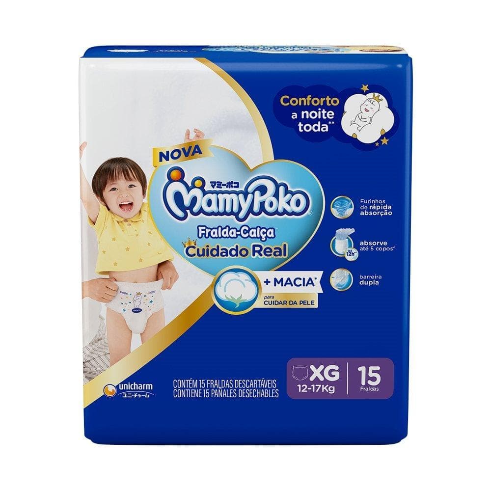 Fralda Descartável MamyPoko Calça Regular Tamanho XG - 6 Pacotes com 15 Fraldas - Total 90 Tiras