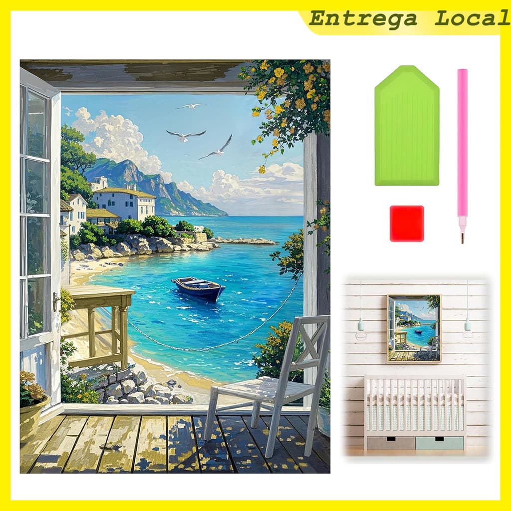 Pintura diamante 5D, pintura diamante 40x30cm, pintura diamante "Seaside Room" 