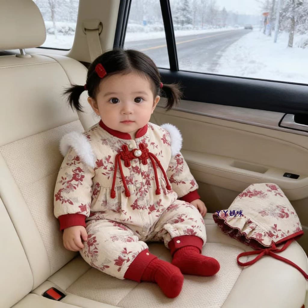 Mês inteiro roupas de bebê outono inverno roupas mais veludo novo estilo chinês macacão bebê menina cem dias banquete ve