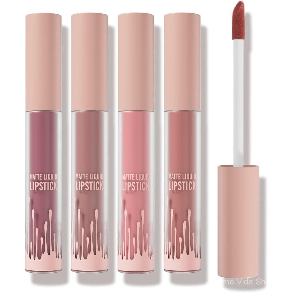 Conjunto de Batons Matte de Longa Duração, Batons Líquidos Altamente Pigmentados com Textura Aveludada, Não Ressecam, Lo