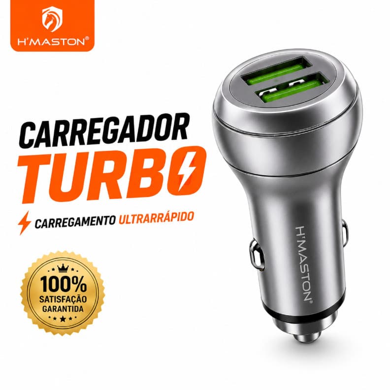 Carregador Para Carro Veicular Turbo Metal 2 Entradas Usb 4.1A H'MASTON Original L02-4