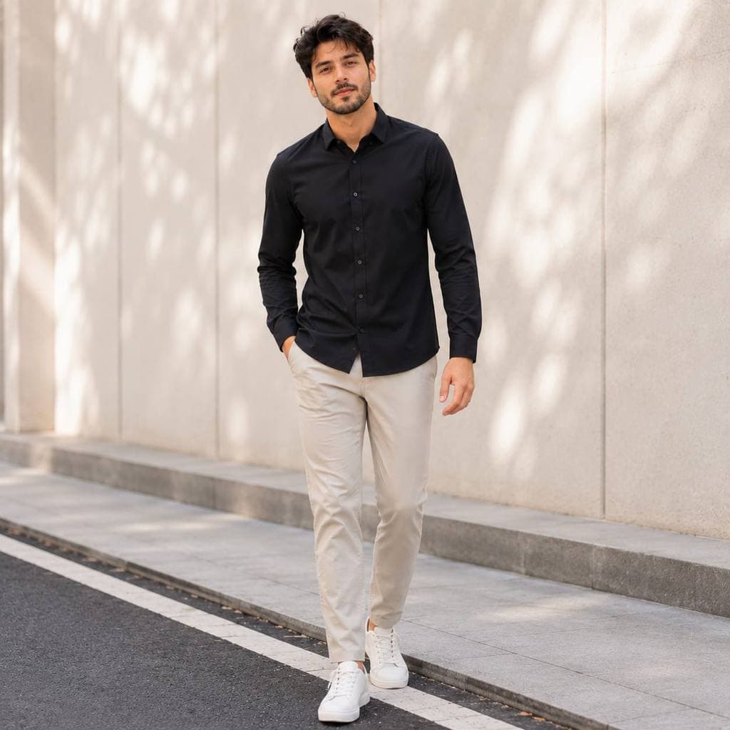 Camisa Social Masculina Manga Longa Slim Fit Elastano com Botão Tecnológica Anti Suor