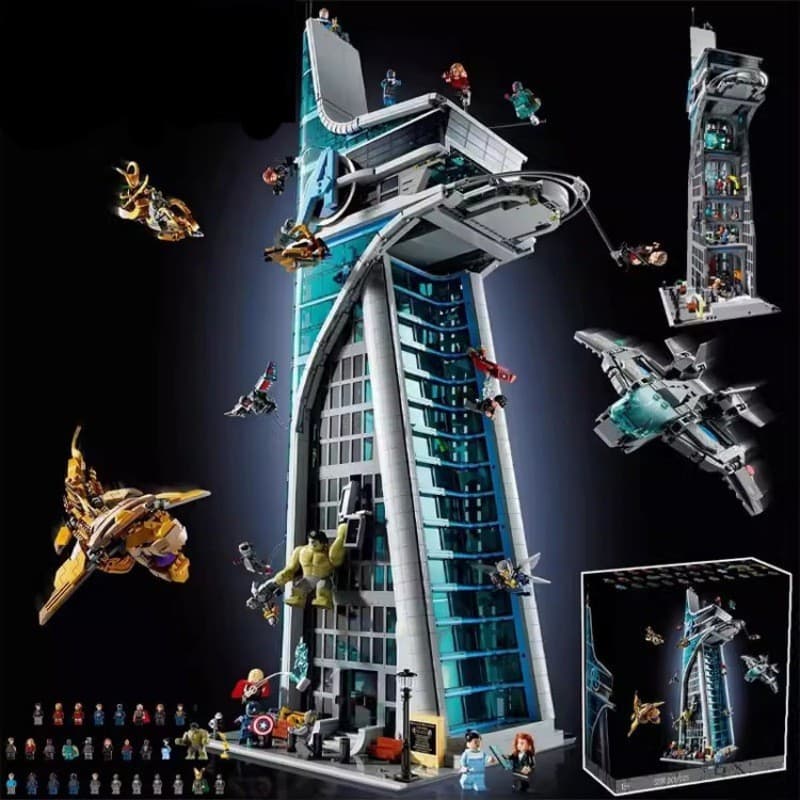 Compatível com blocos de montar Lego, modelo de construção da Torre dos Vingadores para meninos.