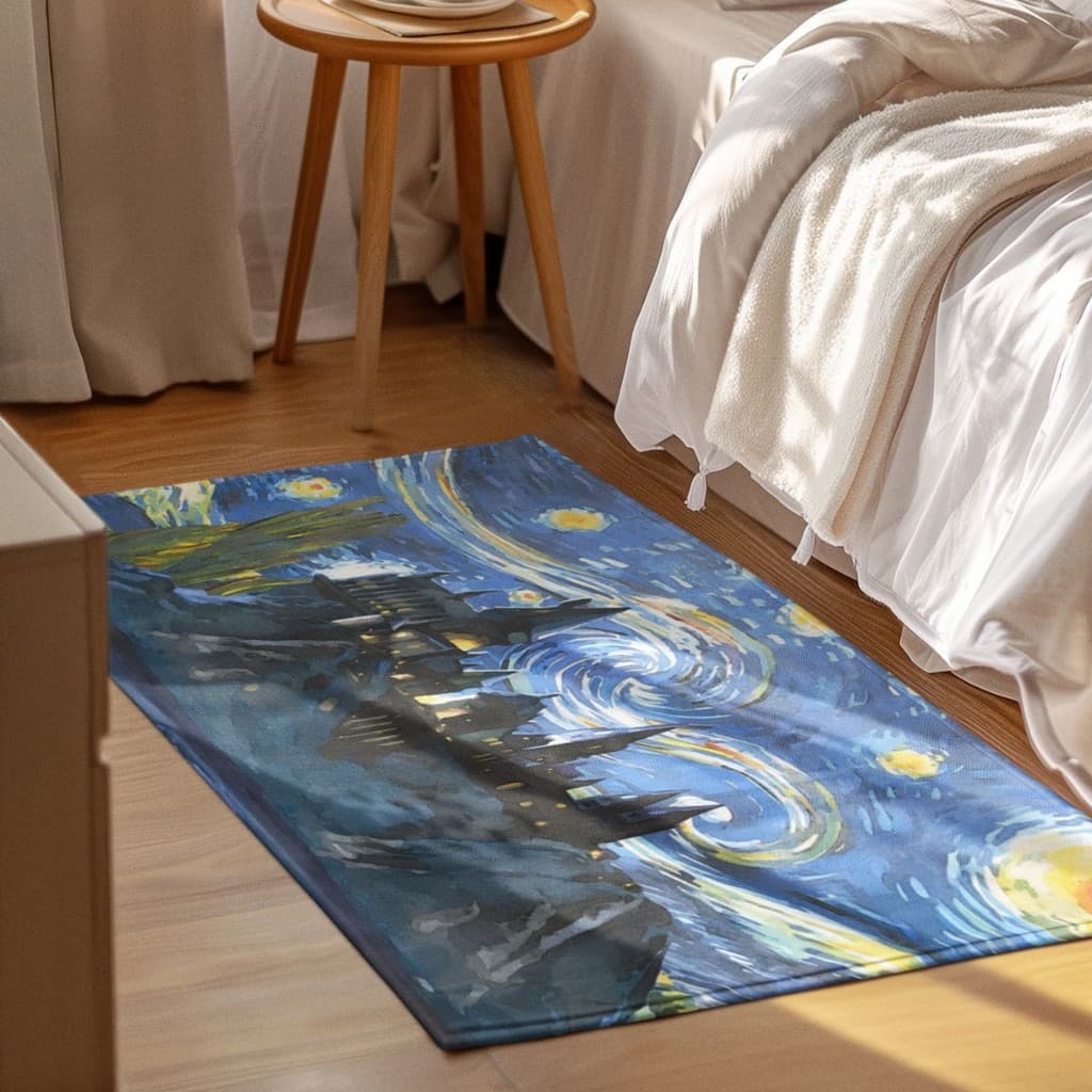 Tapete Decorativo 118x70cm Antiderrapante Sala, Quarto, Espaço Azul