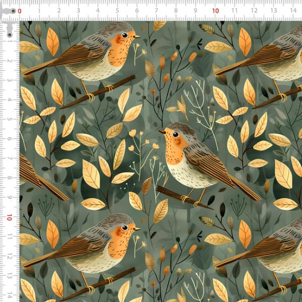 Tecido Tricoline Digital 3D Pássaros Outono Costura Artesanato Animais Aves Patchwork Pano DIY