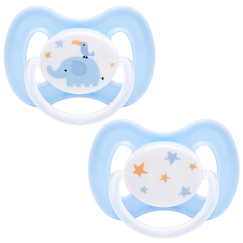 Chupeta Bico De Slicone Kit Com Duas Chupeta  Menino Elefante Azul  Tam 1 Buba