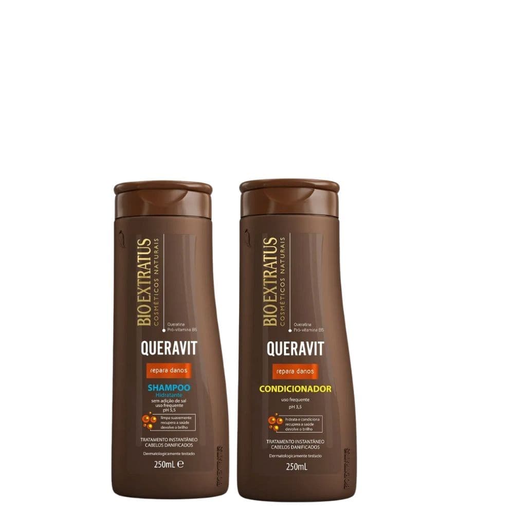 Kit Bio Extratus Queravit Shampoo Hidratante + Condicionador 250ml – Reconstrução, Força e Brilho