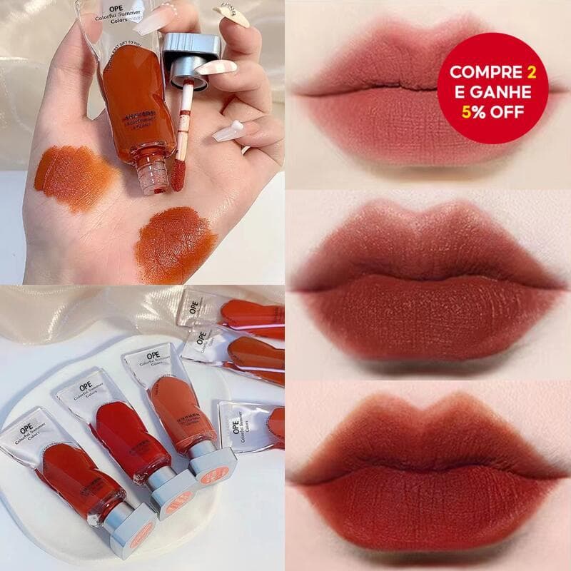  Batom Líquido Matte de Veludo Ice, à prova d'água e resistente ao suor, com pigmento transparente, não marca os lábios