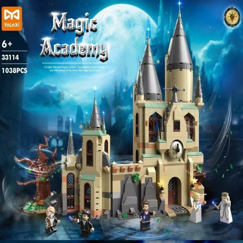 980 peças de blocos de montar Lego para meninos, montagem DIY, modelo da Torre do Sino do Castelo de Hogwarts, brinquedo