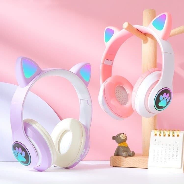 fone gato Gatinho Fone De Ouvido carinha Sem Fio Bluetooth Com Orelhas De Gato
