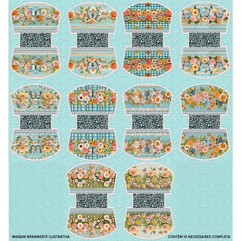 Tecido Tricoline Digital Painel Necessaire Coleção Flor & Xadrez Pano Patchwork Bolsa Artesanato