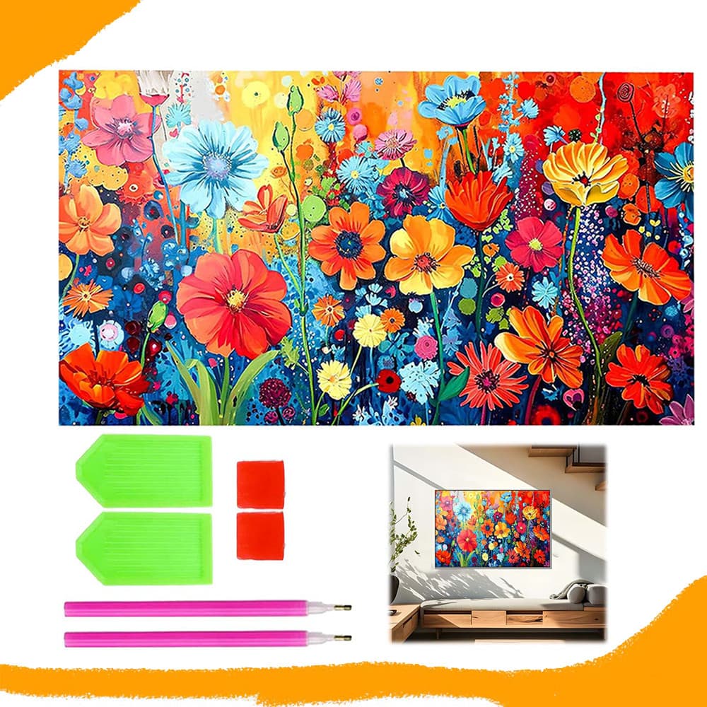 Flores silvestres, diamantes quadrados, pintura com diamantes 5D DIY, kit inicial para pintura com diamantes, 70 x 40 cm
