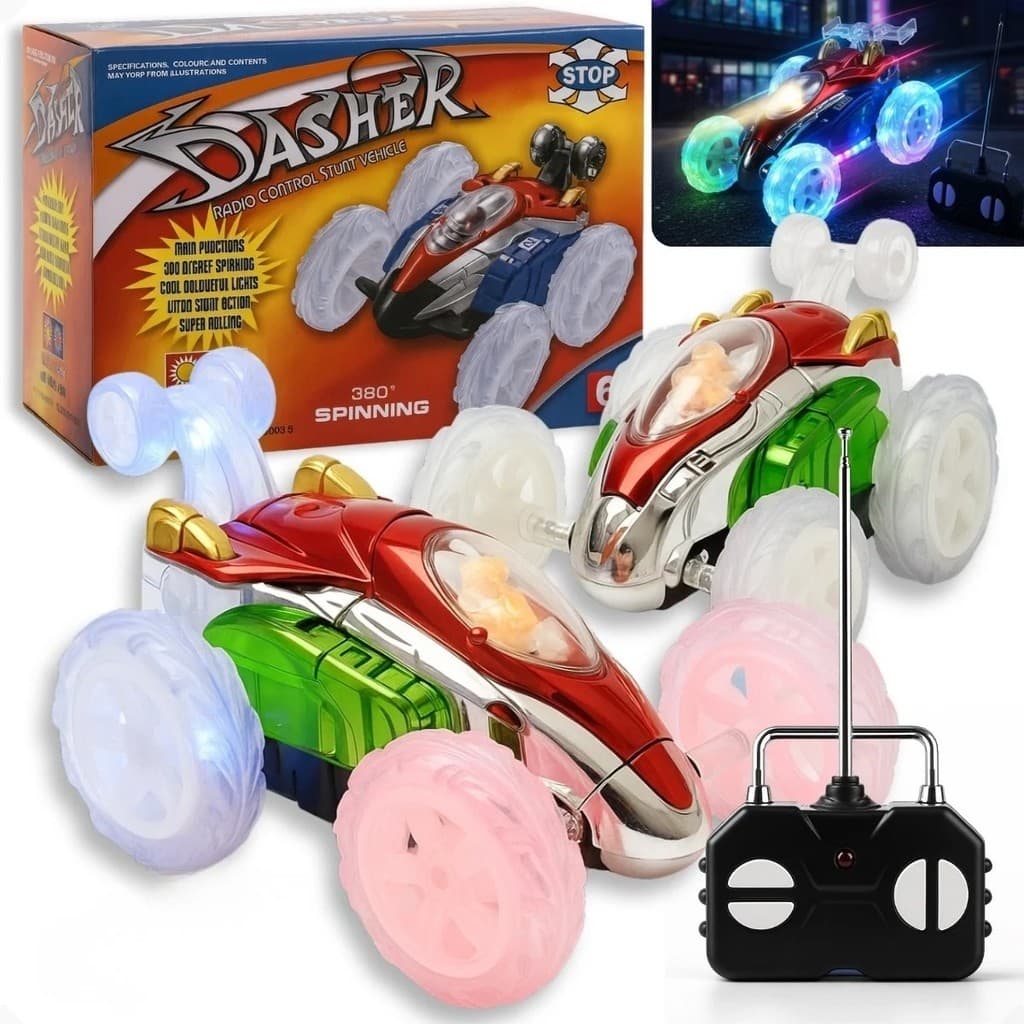 Carrinho Controle Remoto Gira 360º Luzes Led E Som Colorido