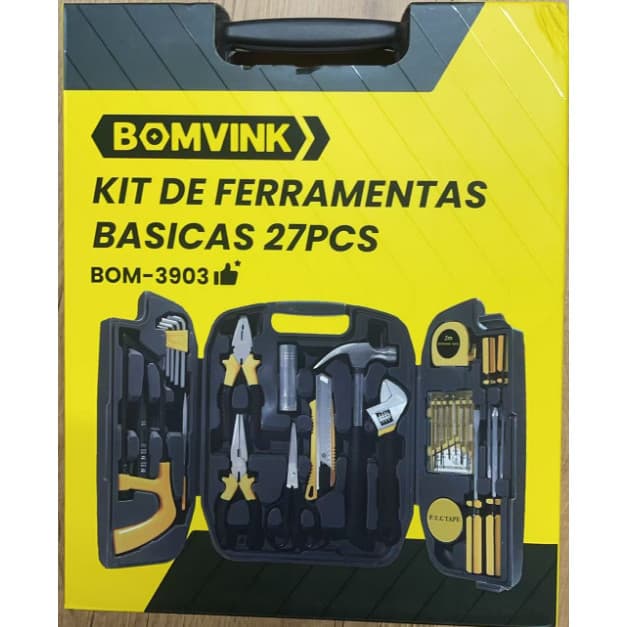 Kit Jogo de Ferramentas 27 Peças Completo Maleta Chave Martelo