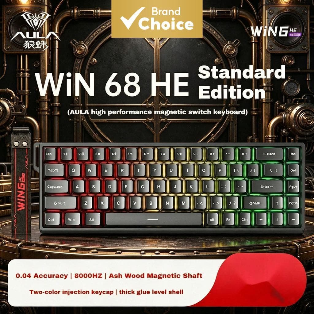 AULA WIN68 HE Hall Effect Teclado Mecânico 8K RT Para Jogos Hot Swap Silencioso 68 Teclas RGB PBT Keycaps