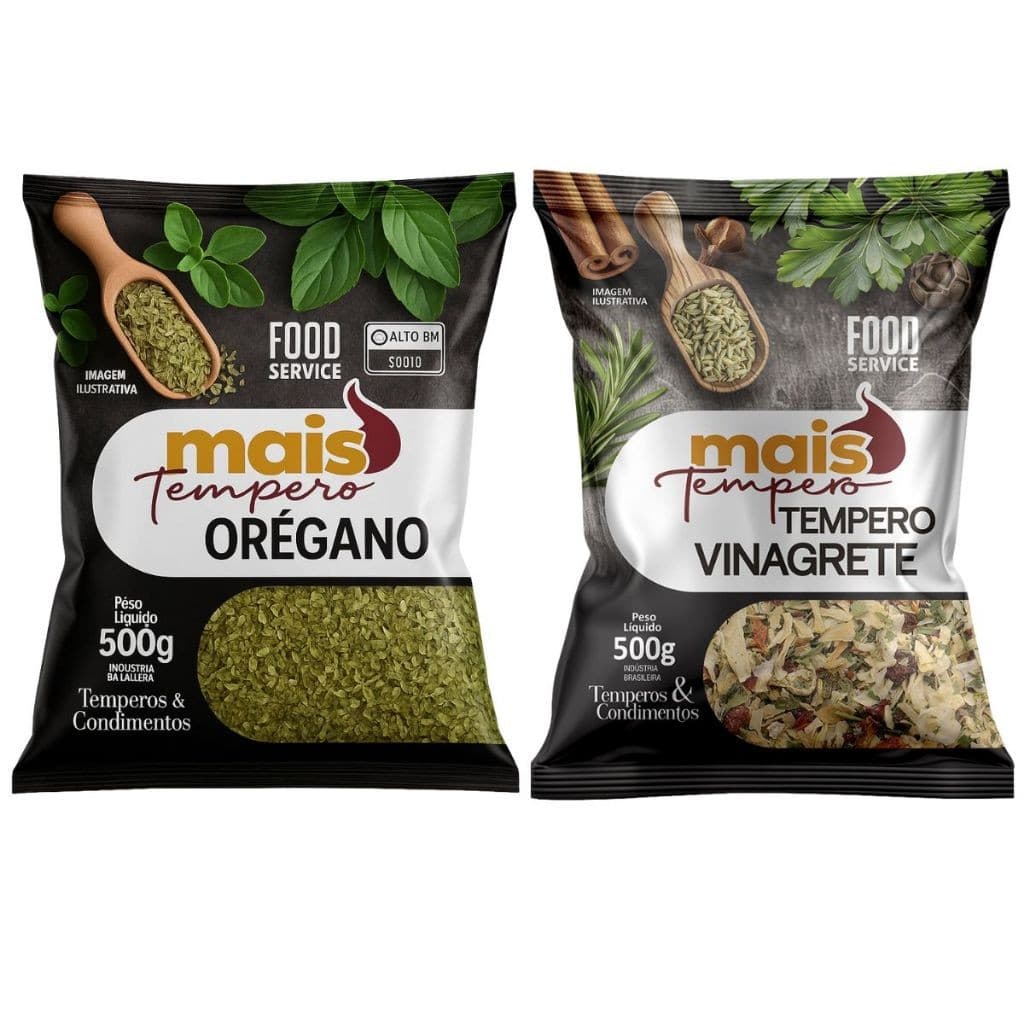 Kit 2 Temperos Vinagrete + Orégano 500g Cada Linha Premium Mais Tempero - Mais Tempero