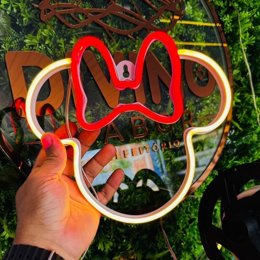 Luminária LED Neon Premium Decorativa Design 3D com Alto Brilho Base em Impressão 3D Desenhos