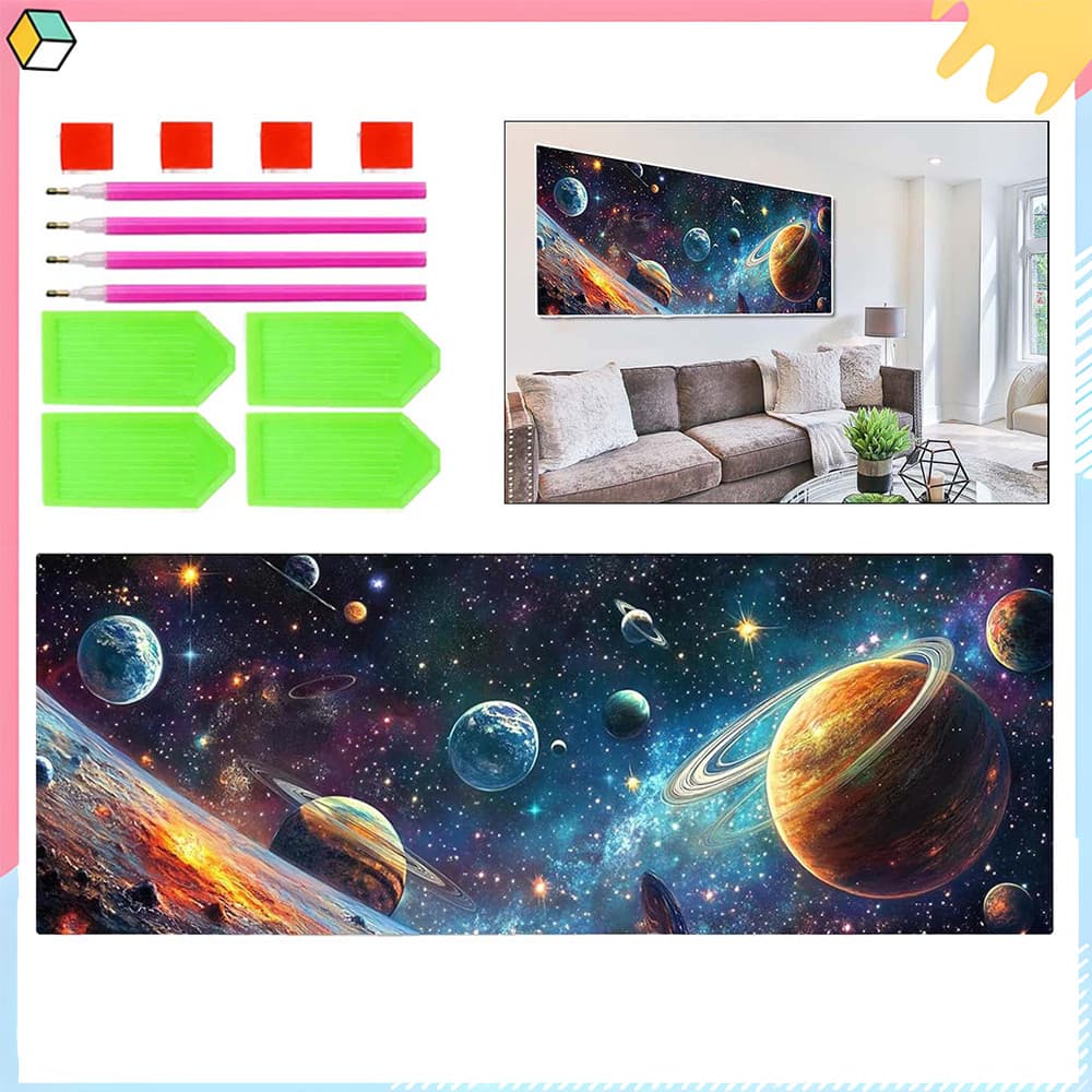 Planetas cósmicos, 120 x 40 cm, pintura com diamantes 5D, ferramentas para pintura com diamantes redondo para iniciantes