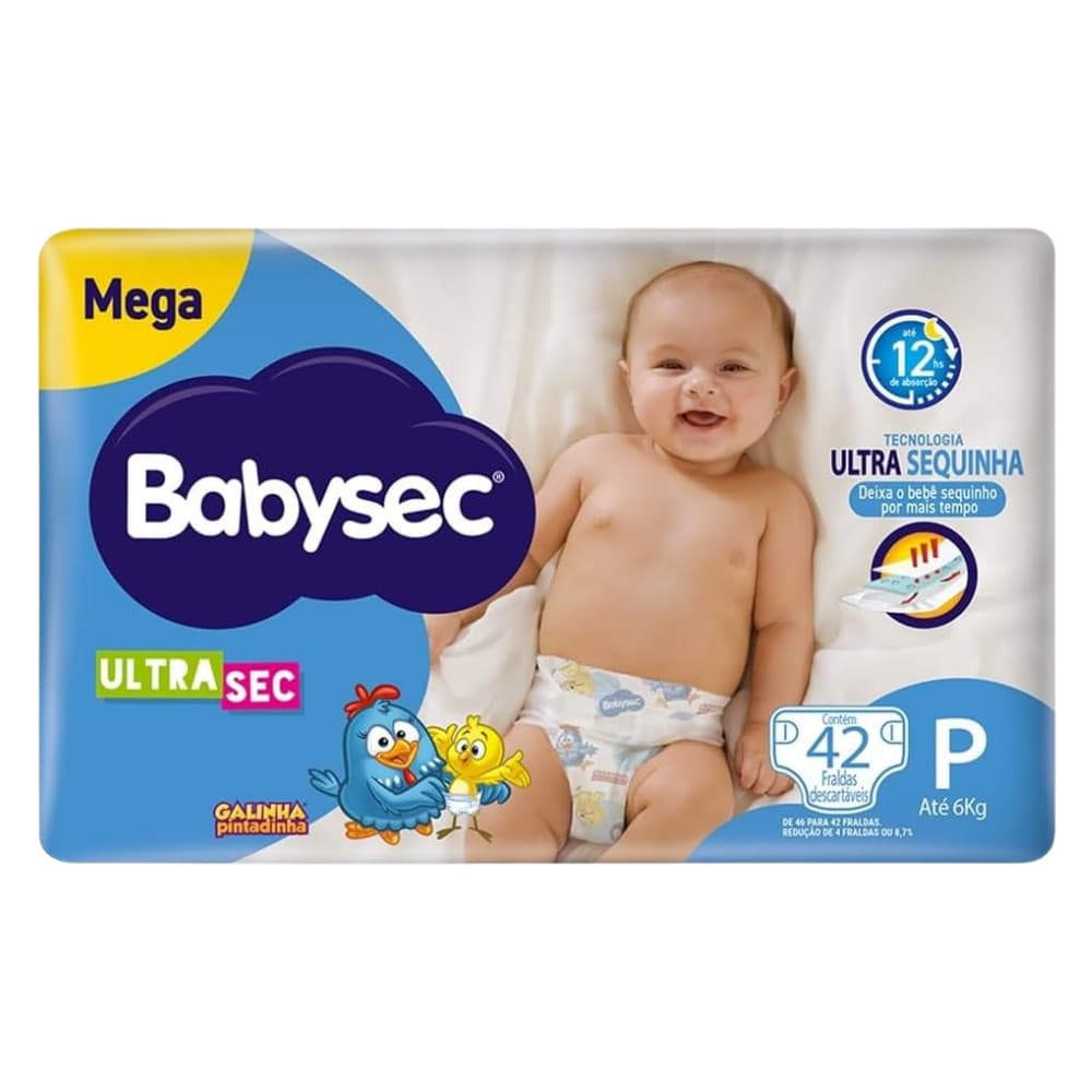 BabySec Ultrasec Galinha Pintadinha Mega P 42un – Super Absorvente e Macia