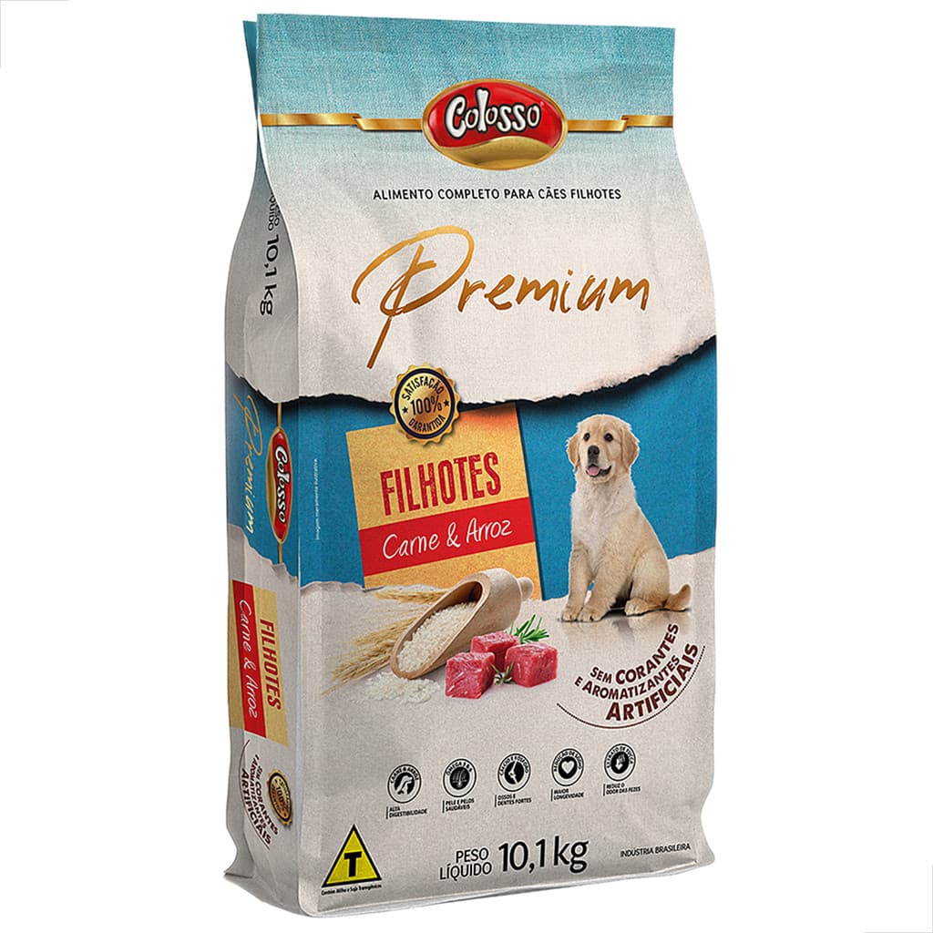 Ração Para Cachorro Colosso Premium Filhotes Carne e Arroz 10,1kg Cães