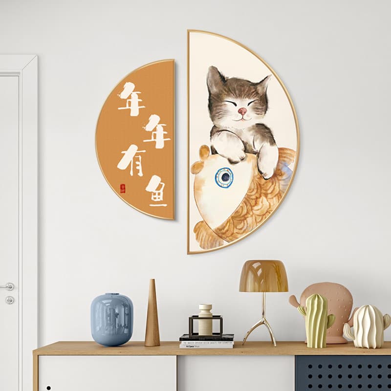 Pintura diamante cheia de diamante novo estilo entrada gato da sorte ano mais sala de estar semicírculo 5d pintura de al
