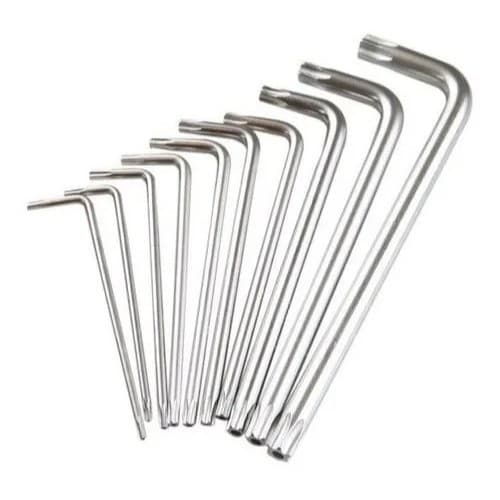 Kit Chaves Torx Tipo L 10 Peças Profissional Aço Cromo Vanádio Jogo Completo T9 a T50