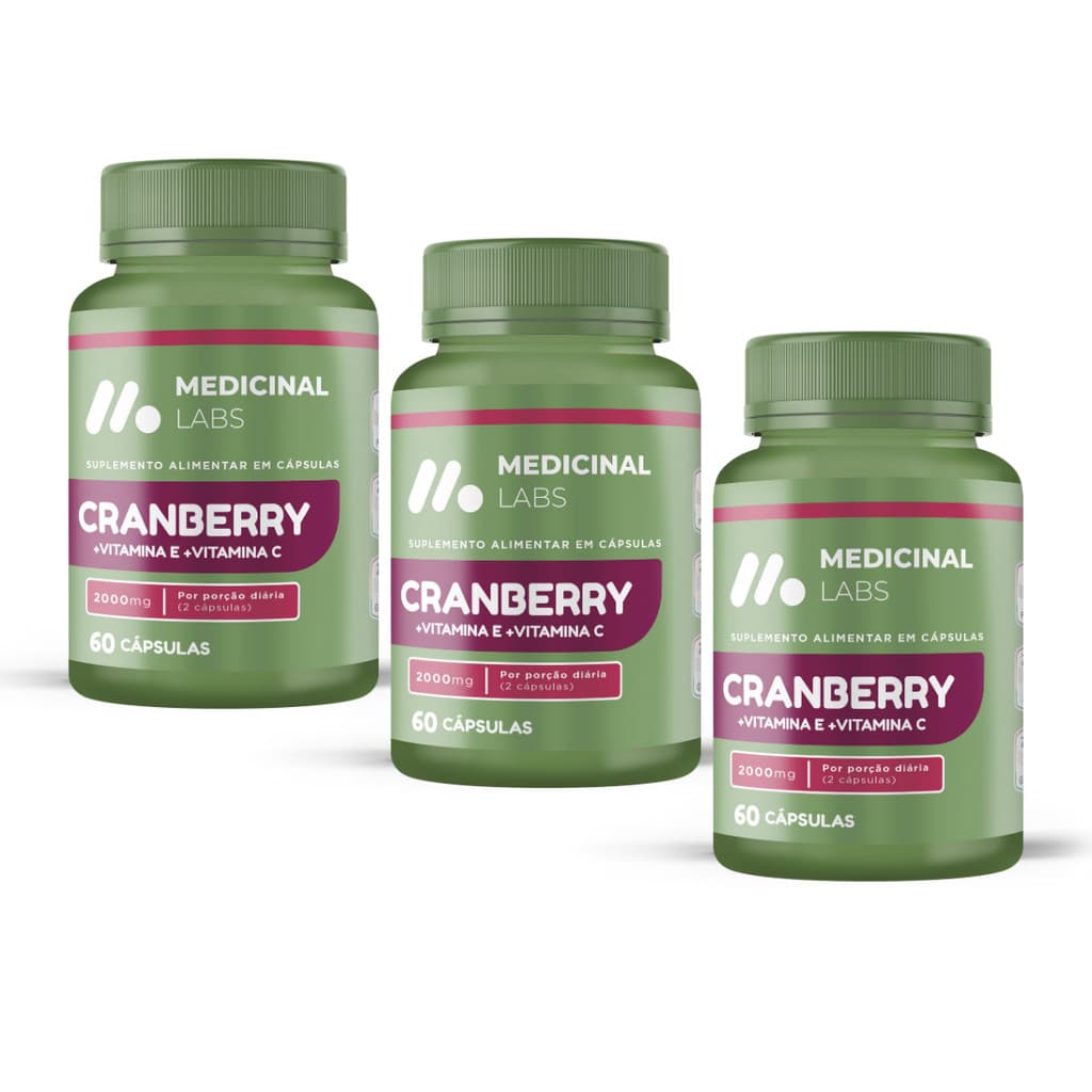 KIT 3 CRANBERRY + VITAMINA E + VITAMINA C 60 CAPS MEDICINAL LABS