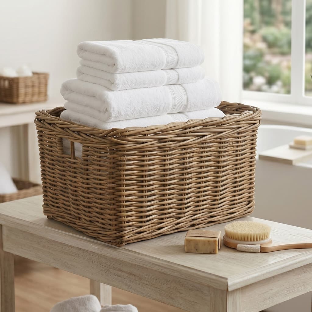 Cesto Rattan Grande 44cm Organizador Banheiro Brinquedos
