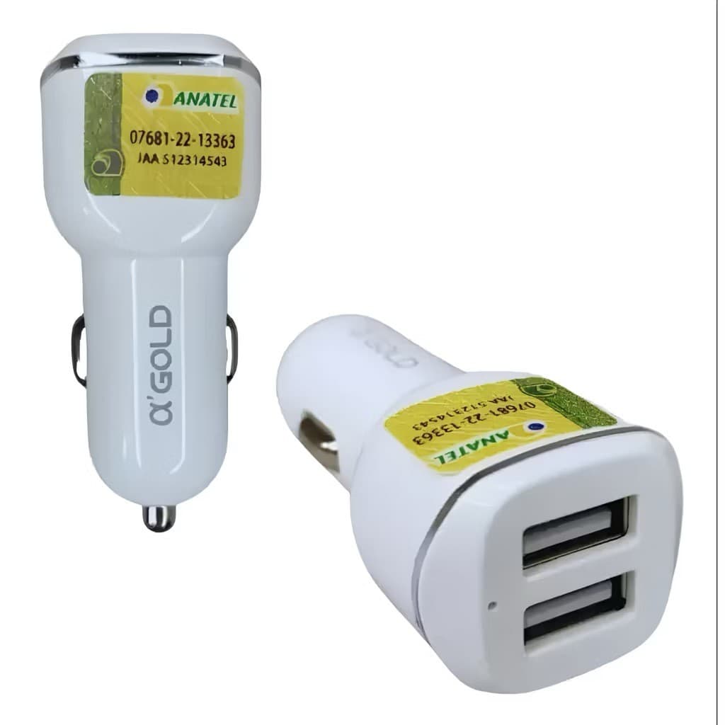 Carregador Veicular Turbo USB Duplo - Carregamento Rápido Universal