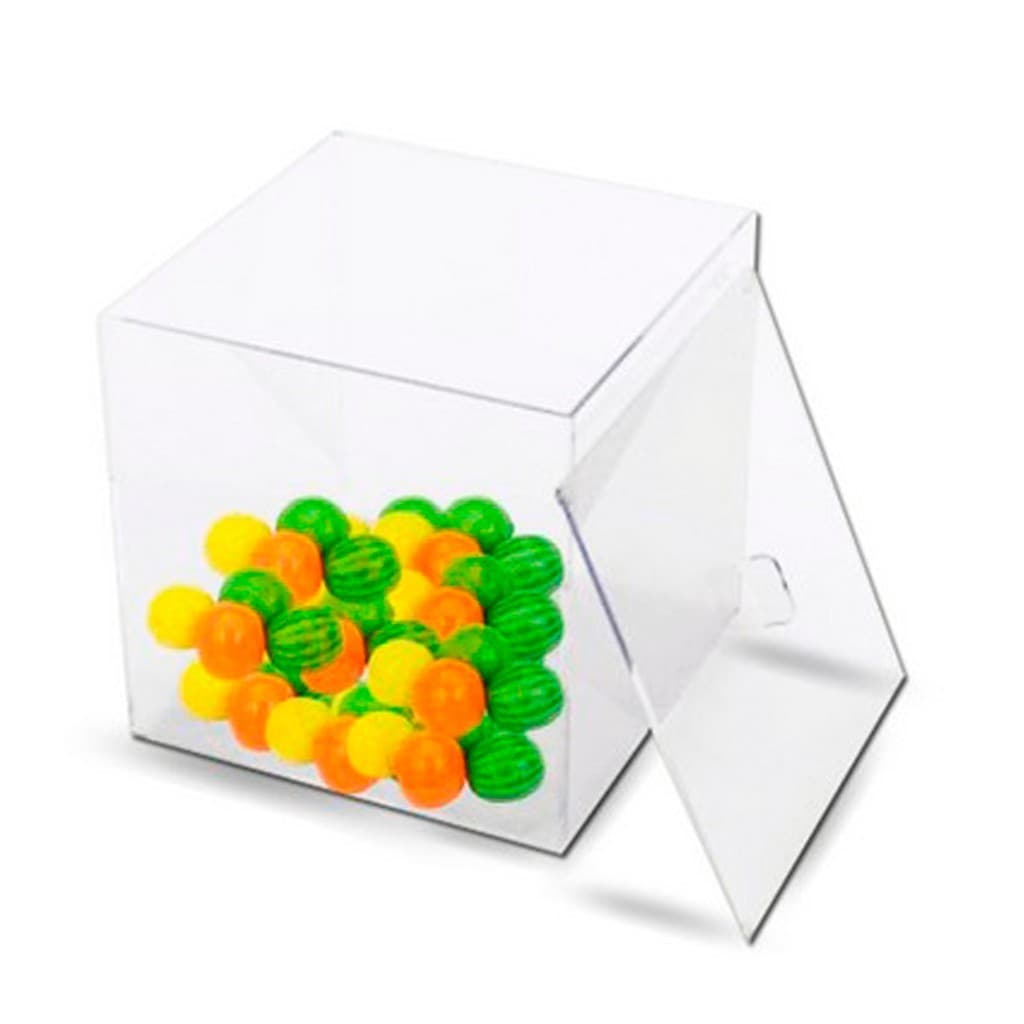 ​Caixa organizadora acrílica transparente com tampa 20x20x20cm multiuso para cozinha e escritório